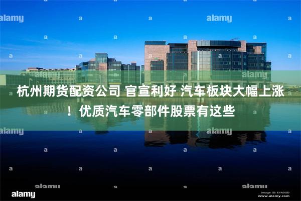 杭州期货配资公司 官宣利好 汽车板块大幅上涨！优质汽车零部件股票有这些